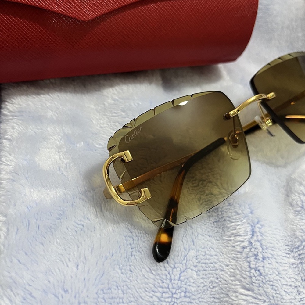Cartier Rimless Rectangular Gradient Brown Sungla… - image 4